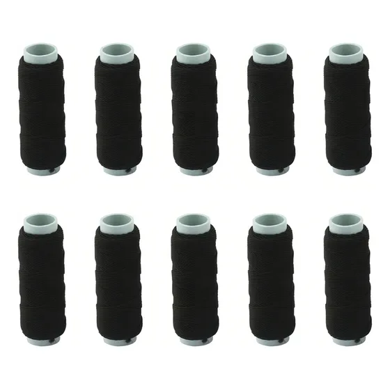 10 Rolos Fio Laxtex Elástico 10m São José 0,8mm Cor Preto Desenho do tecido Liso