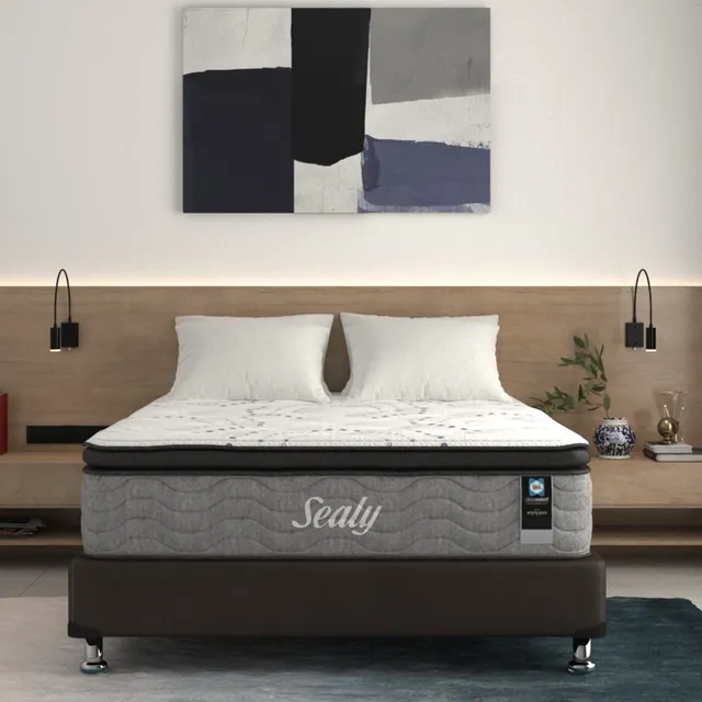 Colchón Queen Fritz + Base + 2almohadas Posturepedic Sealy