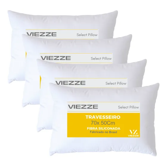 4 Travesseiros Antialérgico Soft Plus 50x70 Super Macio