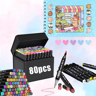 Kit De Colorir Livro Capa Dura + Canetas Coloridas 80 Cores Kit De Colorir Livro Capa Dura + Canetas Coloridas 80 Cores