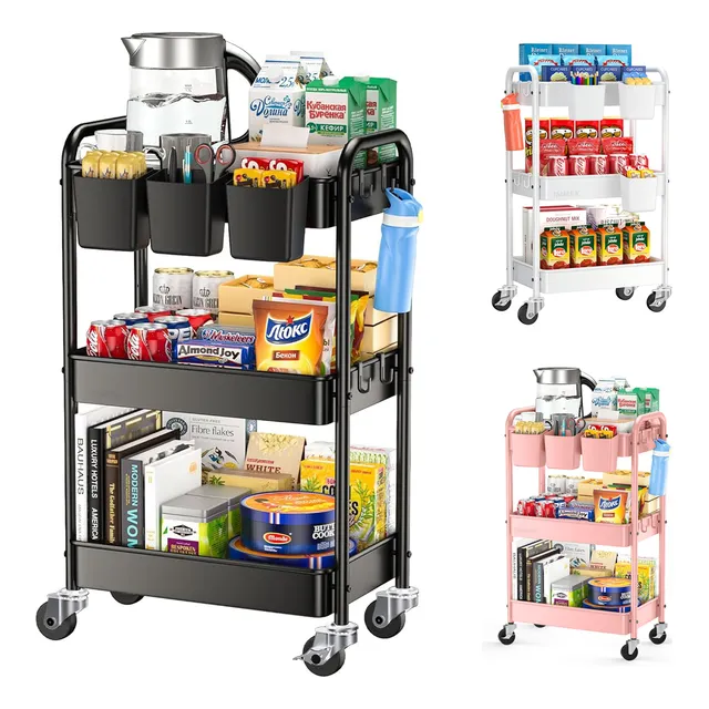 Carrito Organizador Multiusos 3 Niveles Metálico Con Ruedas
