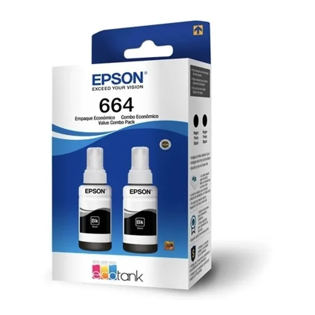 2 Pack Tinta Epson T664 Negro L310 L380 L395 L396 L495 L575