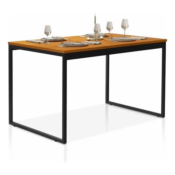 Comprelar Mesa De Jantar Estilo Industrial Luxo Pés Em Aço Atenas 1,60cm Para Sala E Cozinha Área Gourmet Cor Nature