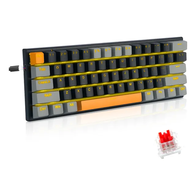 Teclado Mecánico E-yooso Z11 Amarillo Retroiluminado Qwerty