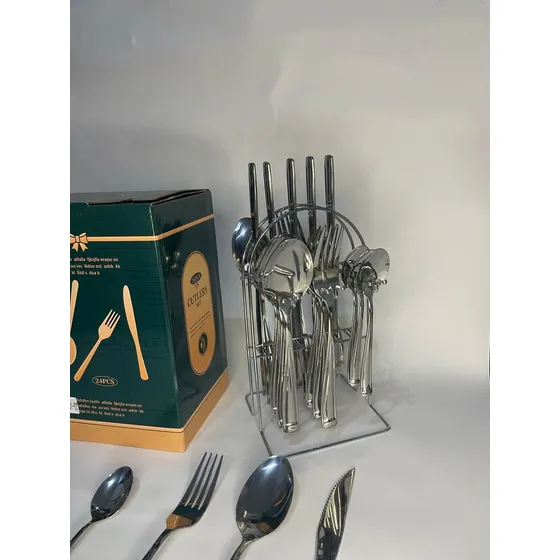 Juego Cubiertos Acero 24 Piezas Cucharas Cuchillo Tenedores 
