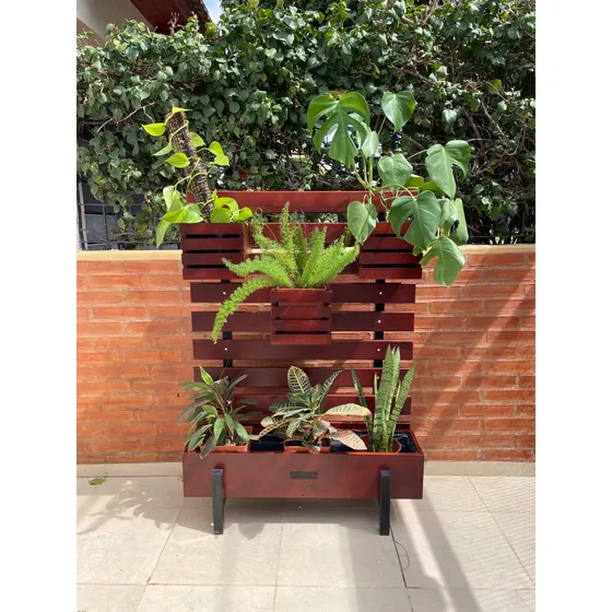 Portamacetas Vertical Estructura Metálica 140x100 Cm Marrón Lisa