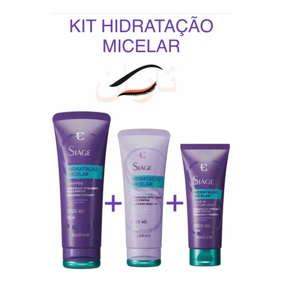 Shampoo + Cond. + Leav-in Eudora Siage Hidratação Micelar