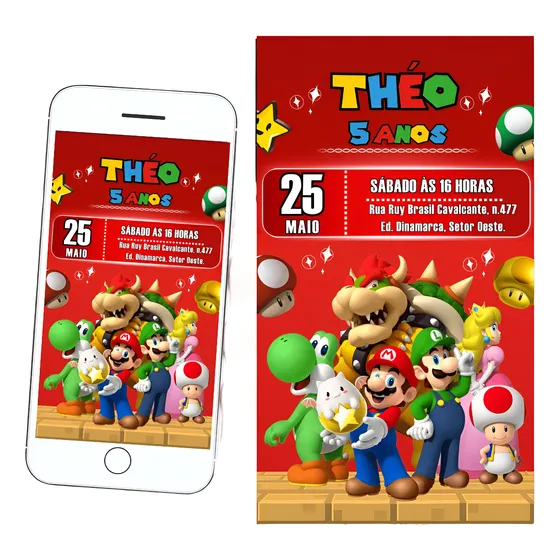 Convite Virtual Super Mário Bros Animado Ou Interativo
