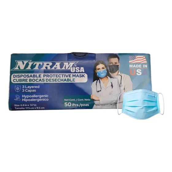 200 Cubrebocas Nitram Triple Capa Calidad Premium