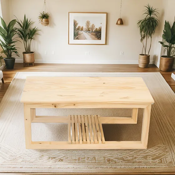 Mesa Ratona Minimalista Moderna De Pino Macizo 