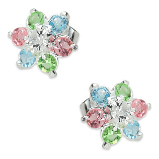 Arete Broquel Flor Multicolor 7 Pr Plata .925 Taxco Arete Broquel Flor Multicolor 7 Pr Plata .925 Taxco