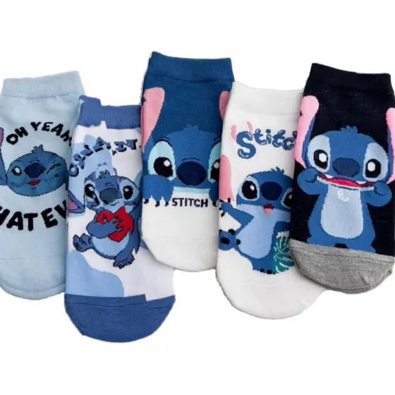 .. 5 Pares De Bonitos Calcetines Stitch For Hombre Y Mujer