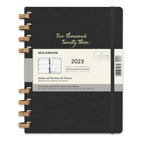 Moleskine Agenda Solar Año 2023 Espiral 12 Mes Tapa Dura Xl