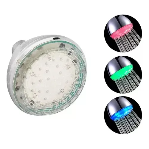 Flor Ducha Redonda Con Luz Led Rgb Multicolor Cambia Color
