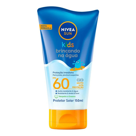 Protetor Solar Infantil Sun Kids Brincando Na Água Fps60 150ml Nivea Protetor Solar Infantil Sun Kids Brincando Na Água Fps60 150ml Nivea