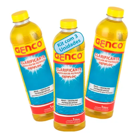 Kit 3 Clarificante E Auxilitar De Filtração Genfloc Piscinas