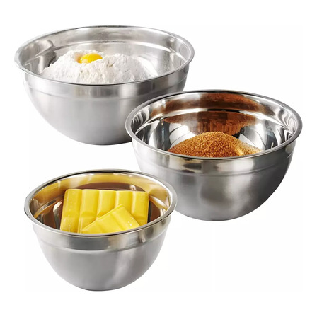 3 Tazones Acero Inox Bowls Para Cocina Ensaladera Sin Tapa 3 Tazones Acero Inox Bowls Para Cocina Ensaladera Sin Tapa