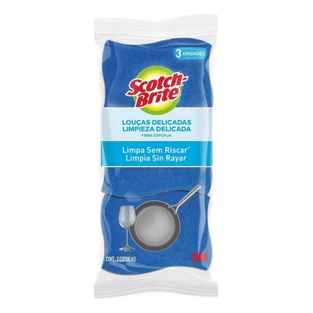 Esponja Scotch-brite Cozinha Antiaderente Azul Pacote X 3 Esponja Scotch-brite Cozinha Antiaderente Azul Pacote X 3