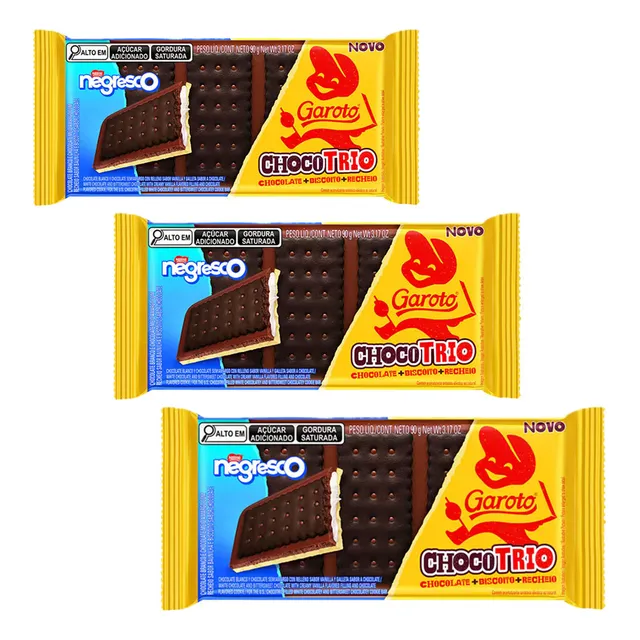 Chocolate Nestlé Chocotrio Negresco Kit 3 Pacotes De 90g