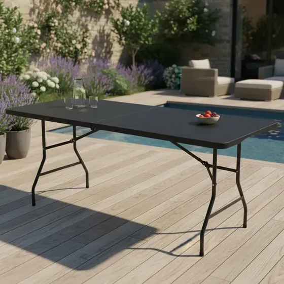 Mesa Exterior Plegable 180 Cm Polipropileno Hierro - Alpina