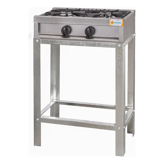 Anafe Industrial A Gas Danda 2 Hornallas Horizontal Con Base Plateado 4000 W