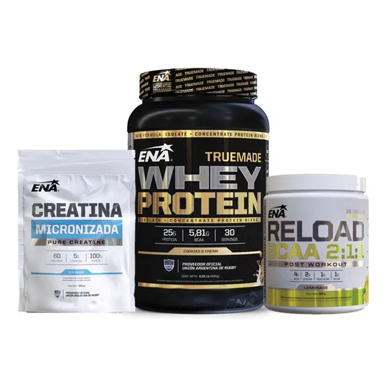 Combo Ena Proteina Whey True Made + Creatina 300gr + Bcaa