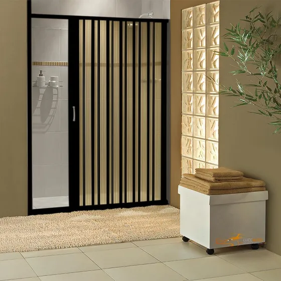 Caja de acordeón de PVC para baño de 1,60 pulgadas x 1,85 pulgadas, color negro