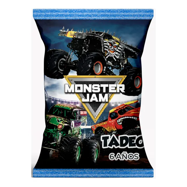 35 Bolsitas Golosineras Chipbag Personalizadas Monster Jam