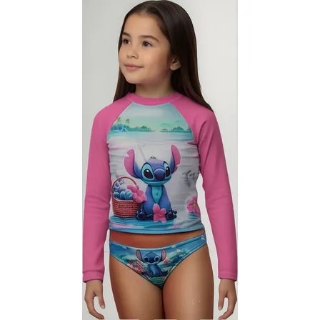 Kit 3 Peças De Praia Uv50 Infantil Menina Blogueirinha Luxo