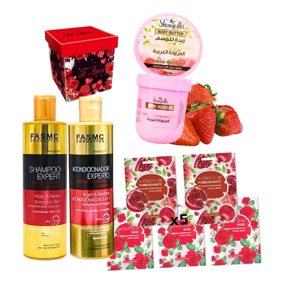 Kit Rojo Dia Mamá/san Valentín Shampoo+aco Crema Mascarillas
