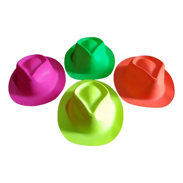 Sombrero Cowboy Fluo X12 Unidades Cotillón Fluo Neon Fiesta