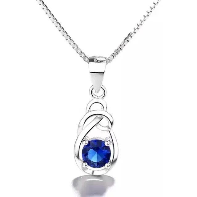 Collar Cadena Colgante Dije Zafiro Azul Plata 925
