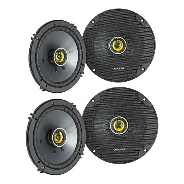 Paquete 4 Bocinas Kicker 6.5 Pulgadas Csc654 2 Vias 300w Max Color Gris oscuro