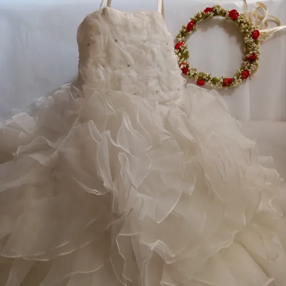 Vestido Cortejo Blanco Armador O Concurso Niña Talla 2 