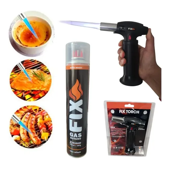 Kit Soplete Portátil Fix Recargable Con Gas Butano De 500ml Color Negro | Cuotas sin interés