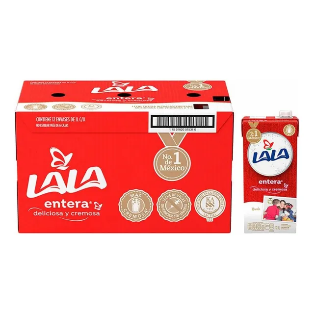 Leche Lala Entera, Caja 12 Pzas De 1 L C/u