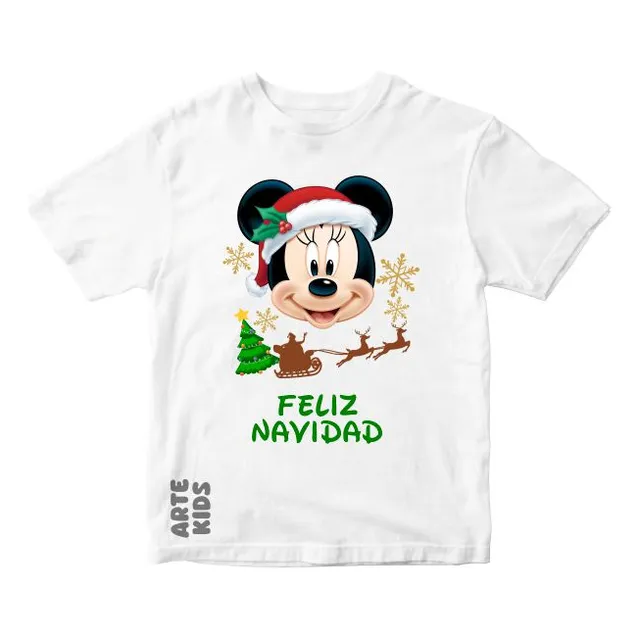 Polos Navideños Niños Mickey Minnie Mouse Navidad