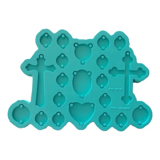Molde Silicone Resina Terço Religioso Entremeio Crucifíxo Fé