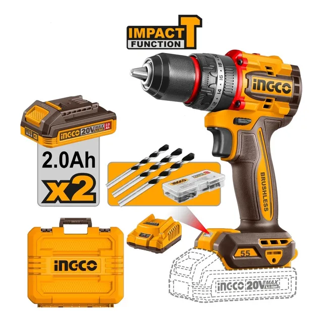 Taladro Percutor Inalambrico Brushless Ingco 55nm 1/2 Acces