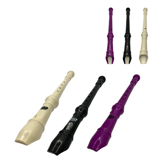 Flauta Doce Soprano Germânica Capa Com Vareta Para Limpeza