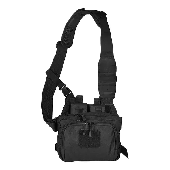 Mochila Bolso Táctico Militar Bandolera Cruzada Sobaquera Bolsa Mariconera Al Hombro Sistema Molle Impermeable Ligera Exteriores Multifuncional Color Negro Diseño De La Tela Lisa