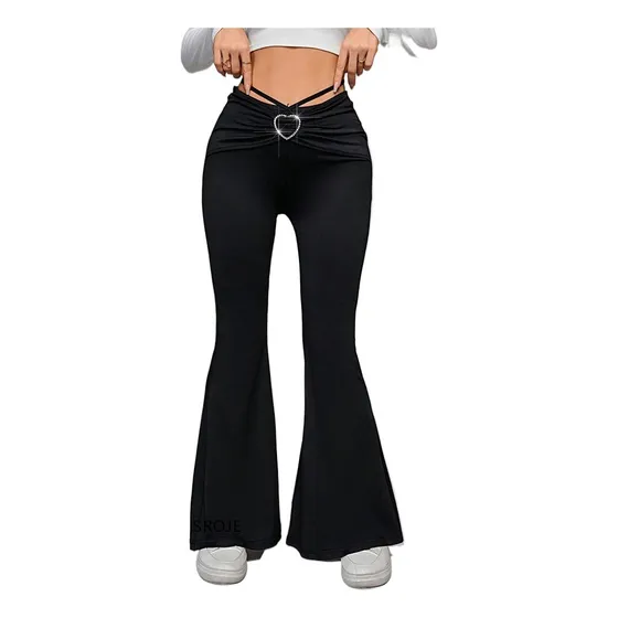 Pantalones Casuales Con Corte Tipo Bota Y Pierna Ancha