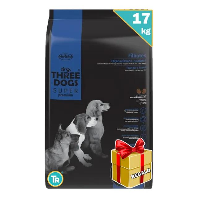 Three Dogs Super Premium Cachorros 17 Kg