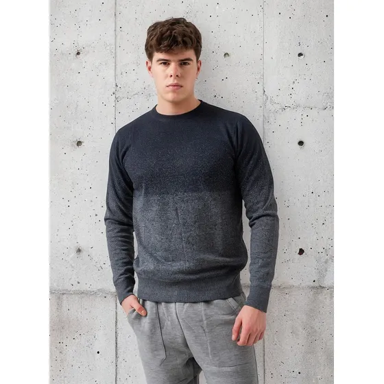 Sweater De Hombre Liso En Degradé Buzo Cuello Redondo Strech