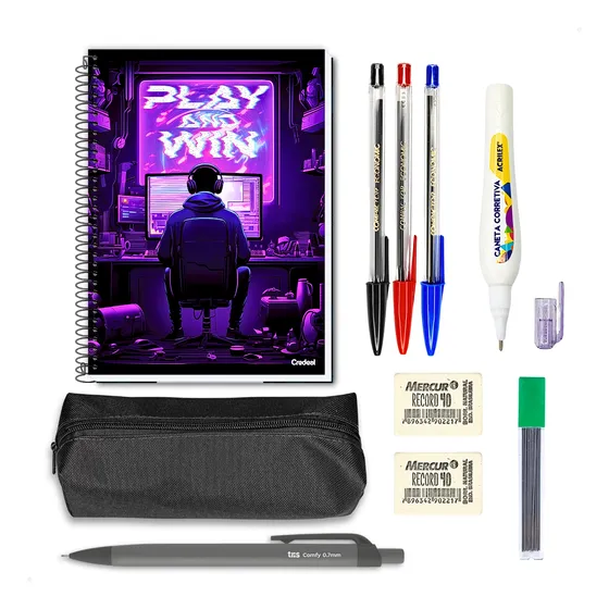 Kit Material Escolar Material Caderno 10 Matérias