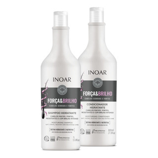 Kit Shampoo 1000ml + Condicionador 800ml Força E Brilho Inoar Kit Shampoo 1000ml + Condicionador 800ml Força E Brilho Inoar