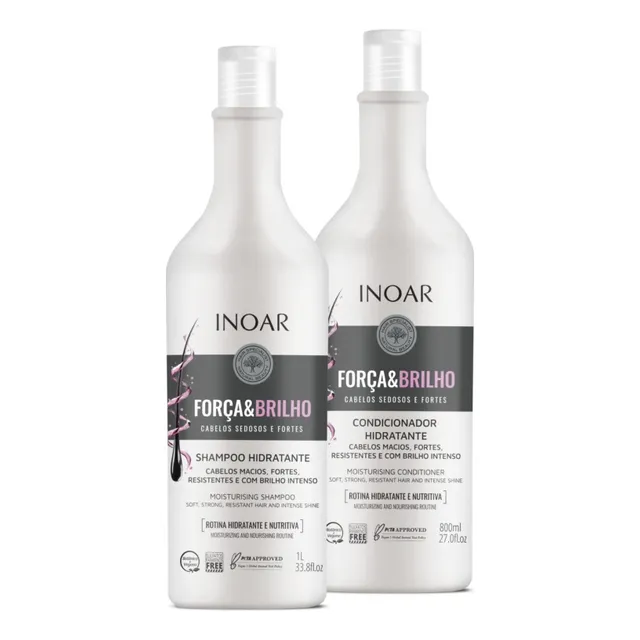 Kit Shampoo 1000ml + Condicionador 800ml Força e Brilho Inoar