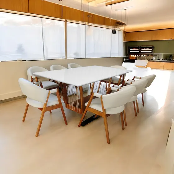 Mesa De Jantar Olivia (base+tampo) 2,20x1,10, Com 8 Fh