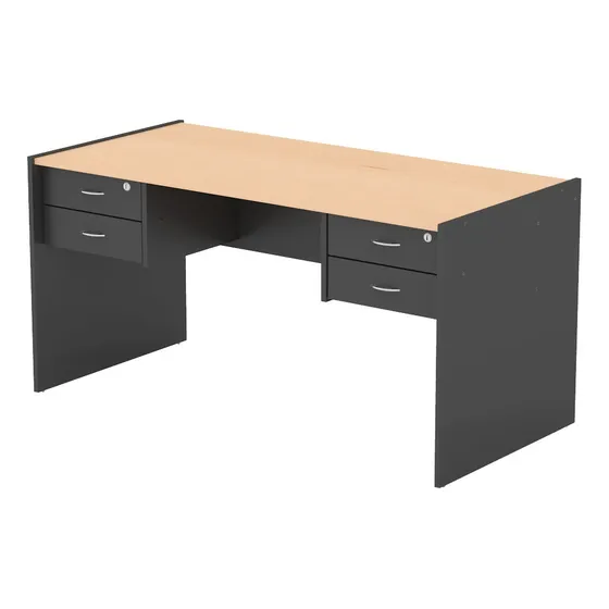 Escritorio Oficina 4 Cajones 150cm 18mm Espesor Premium 912 Color Negro/haya