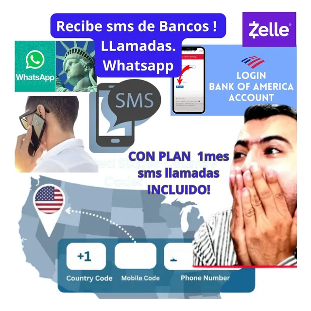 Linea E-sim Numero Usa +1 Whats-a-pp +1  iPhone Samsung